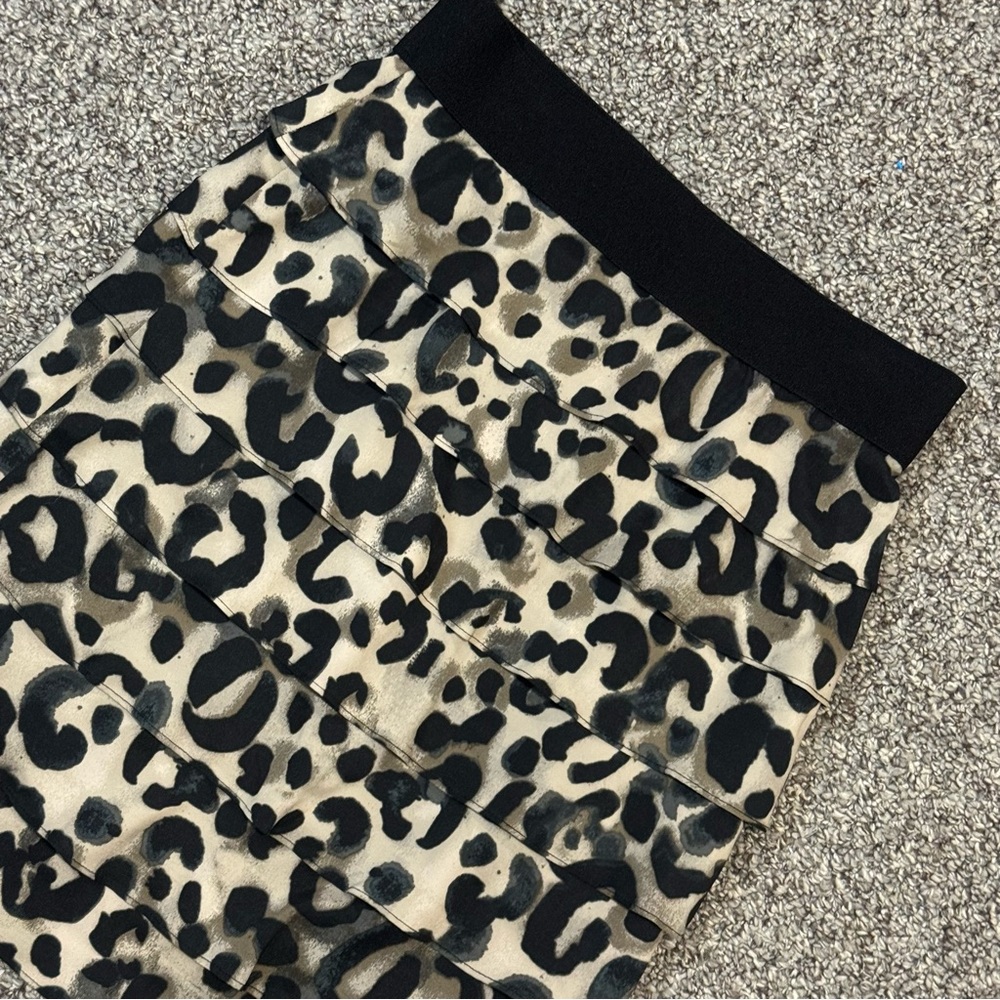 Alfani Leopard Tiered Mini Skirt - Black and Cream - Picture 4 of 6